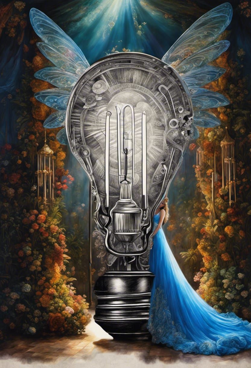 Blue Fairy with Translucent Wings in Splash Art