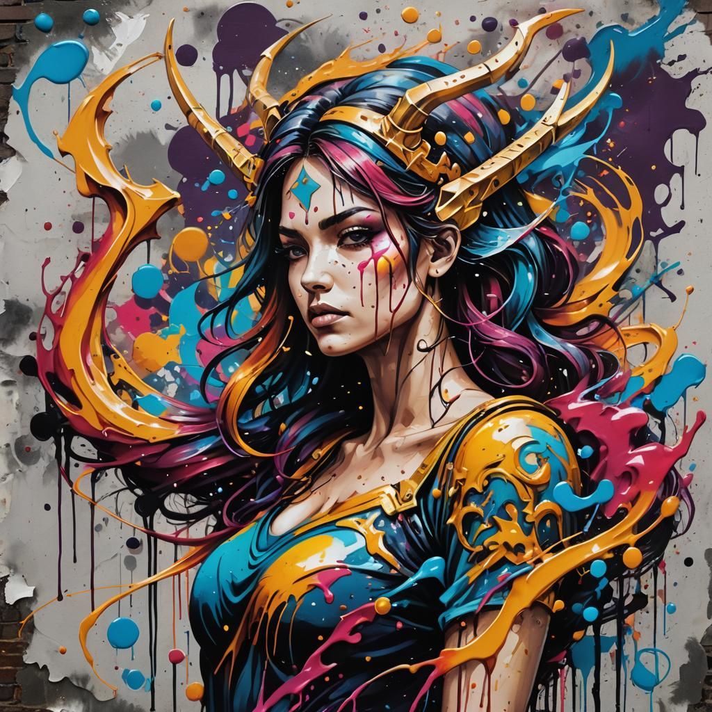 Sagittarius in Graffiti Splash Art Style