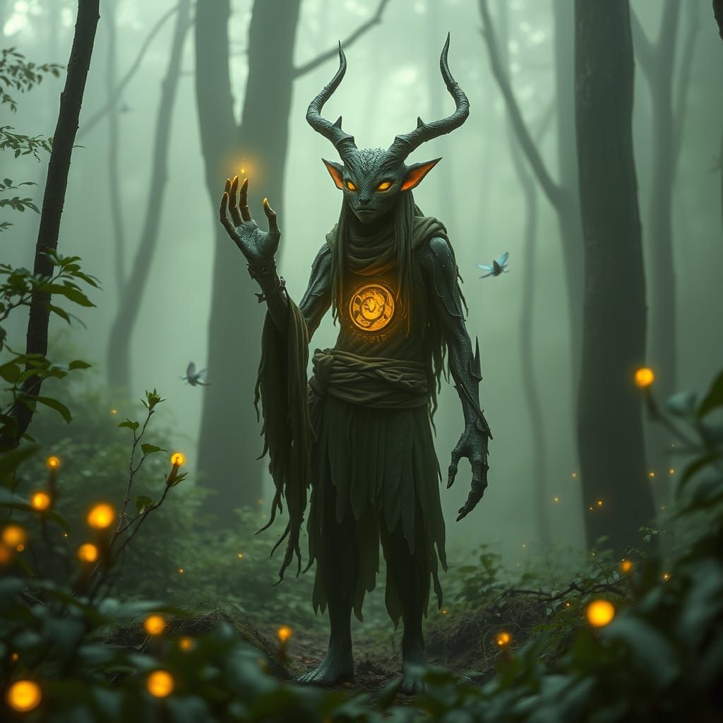 Ethereal Forest Spirit in Mystical Woods