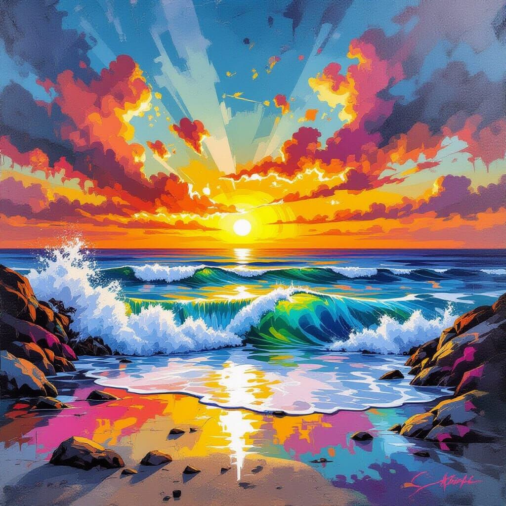 Vibrant Graffiti Art of Nature and Sea