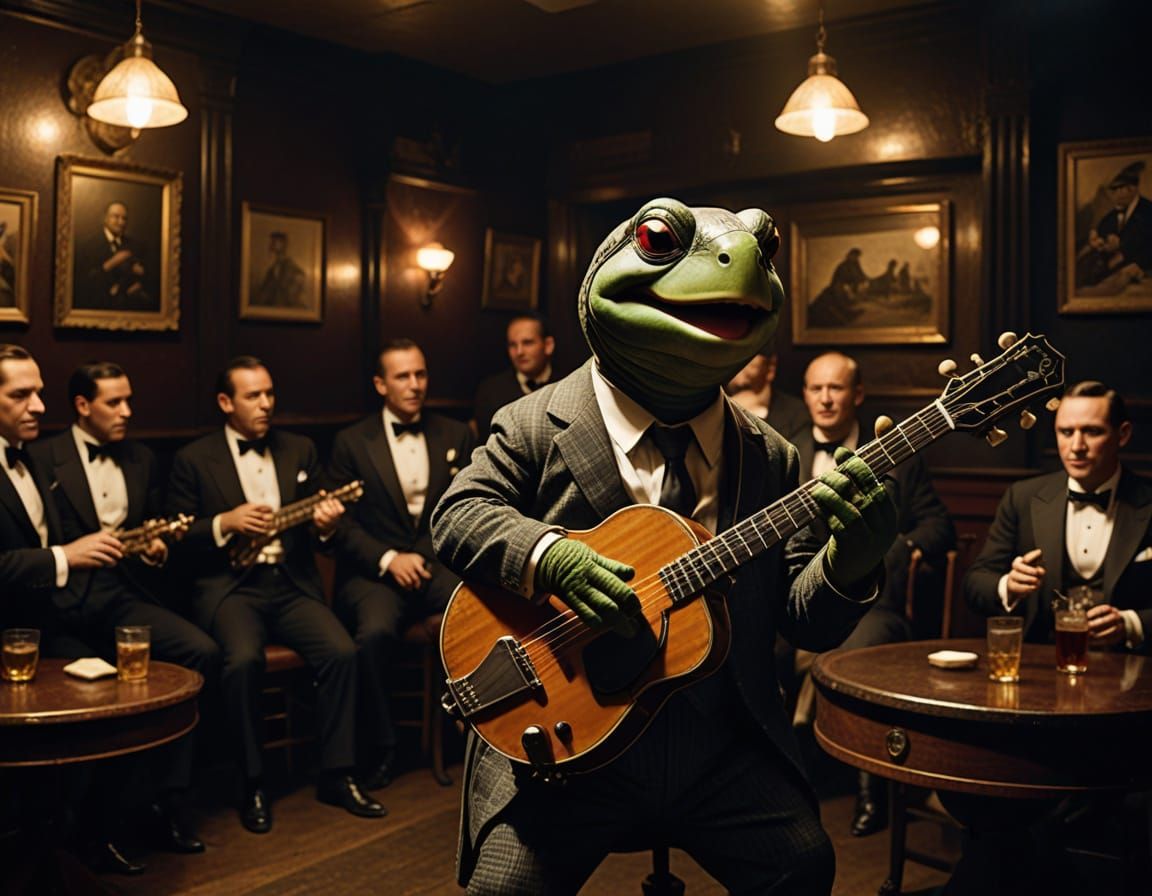 Turtle Singer in Smoky 1920s Jazz Club