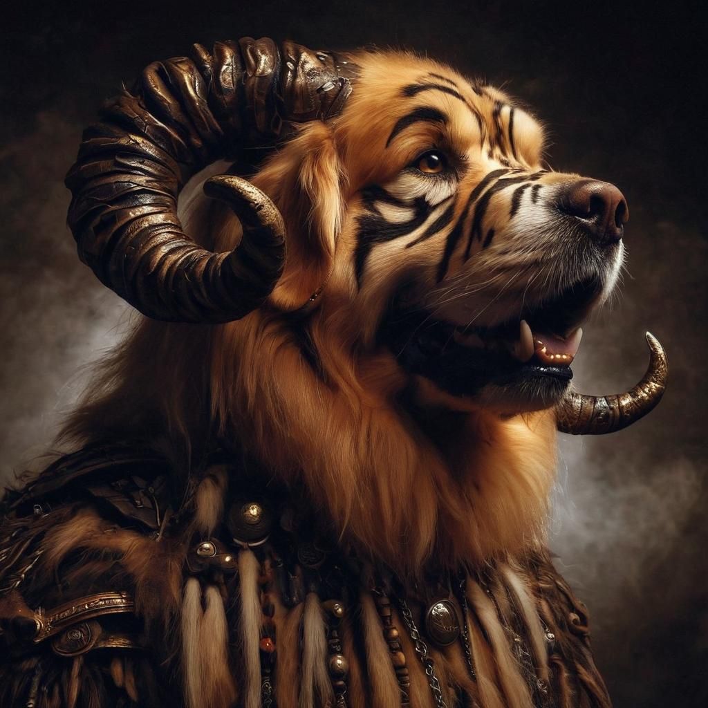 Golden Retriever Barbarian in Elemental Darkness