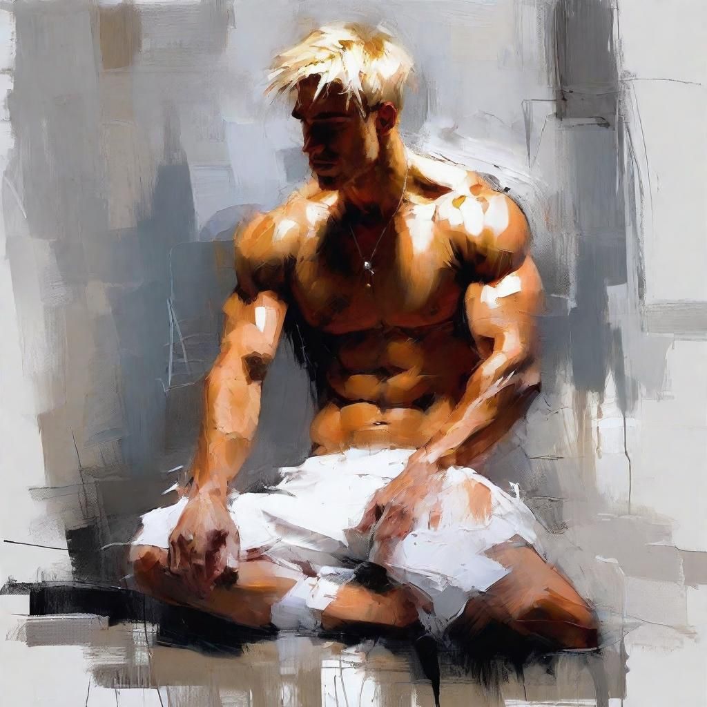 Wistful Man in Distressed Grunge Style