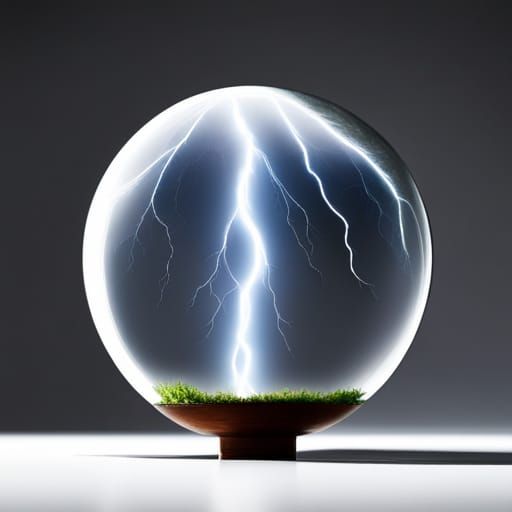 Stormy Sky Lightning Bolts in Glass Sphere