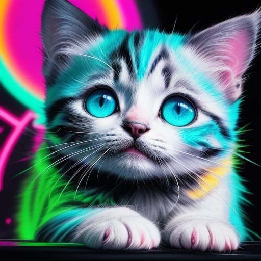 Neon Kitten at Party Vivid Digital Art