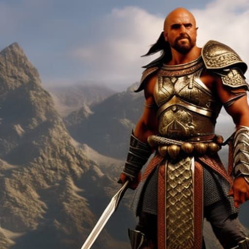 Goliath Fighter with Double Axe: D&D Portrait