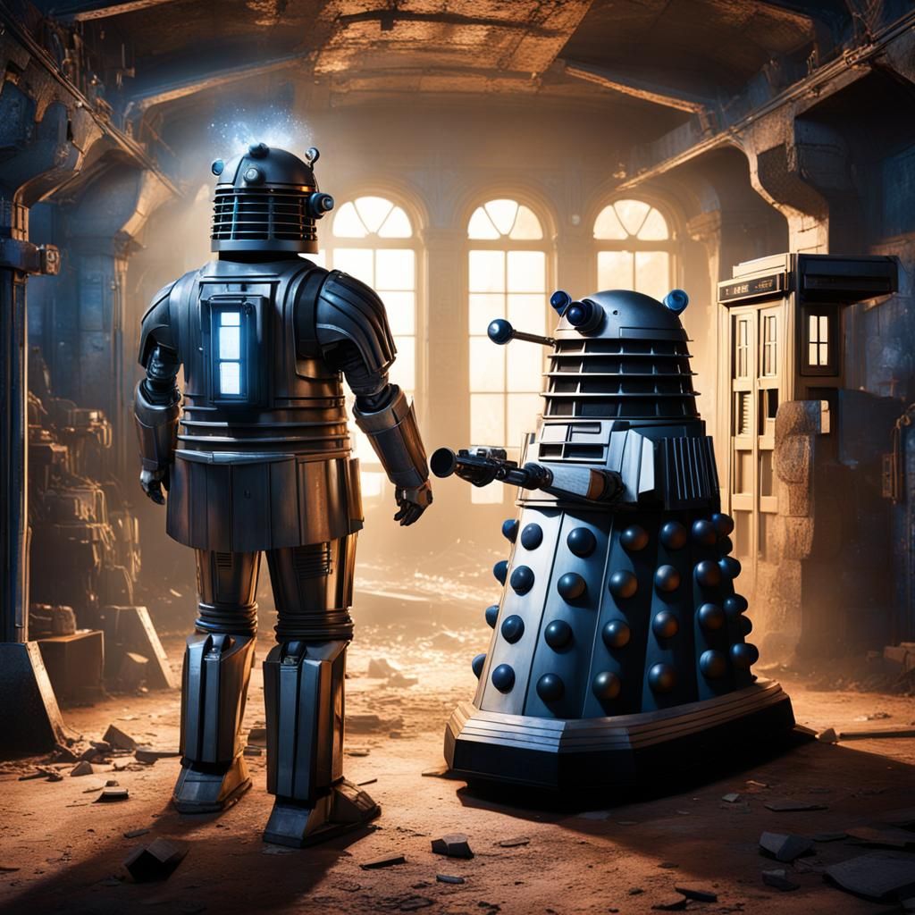 Doctor Who Confronts Dalek and Cyberman