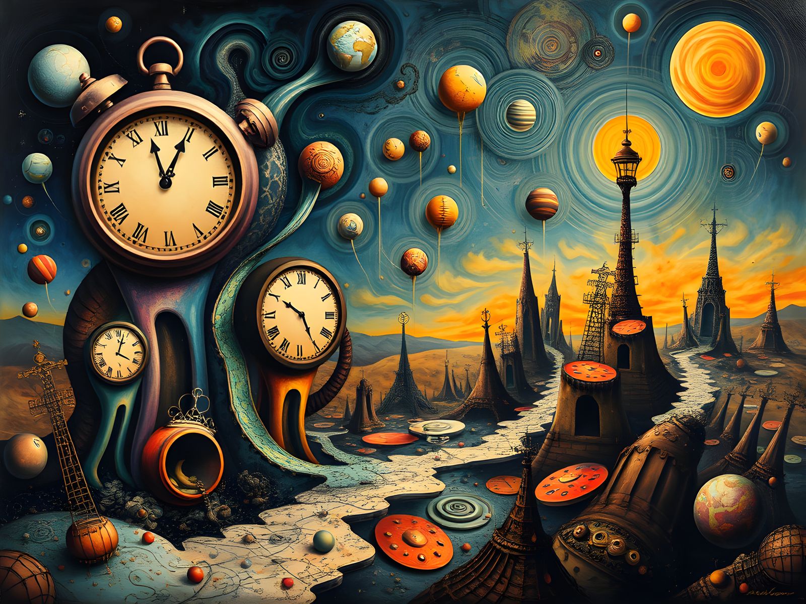 Surreal Landscape with Impossible Architecture