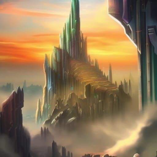 Futuristic Cityscape Reflection in Hyperrealism Style