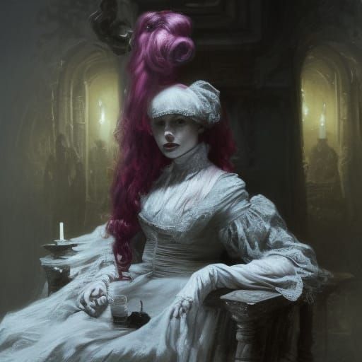 Pinkie Pie as Victorian Woman, Detailed Oil Painting