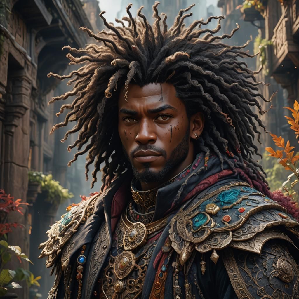 Detailed Matte Painting of a Person with Wooly Hair