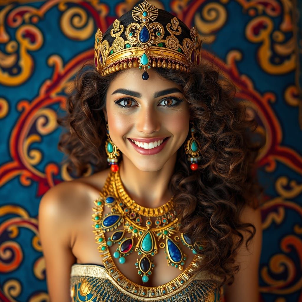 Ancient Egyptian Goddess with Majestic Headdress
