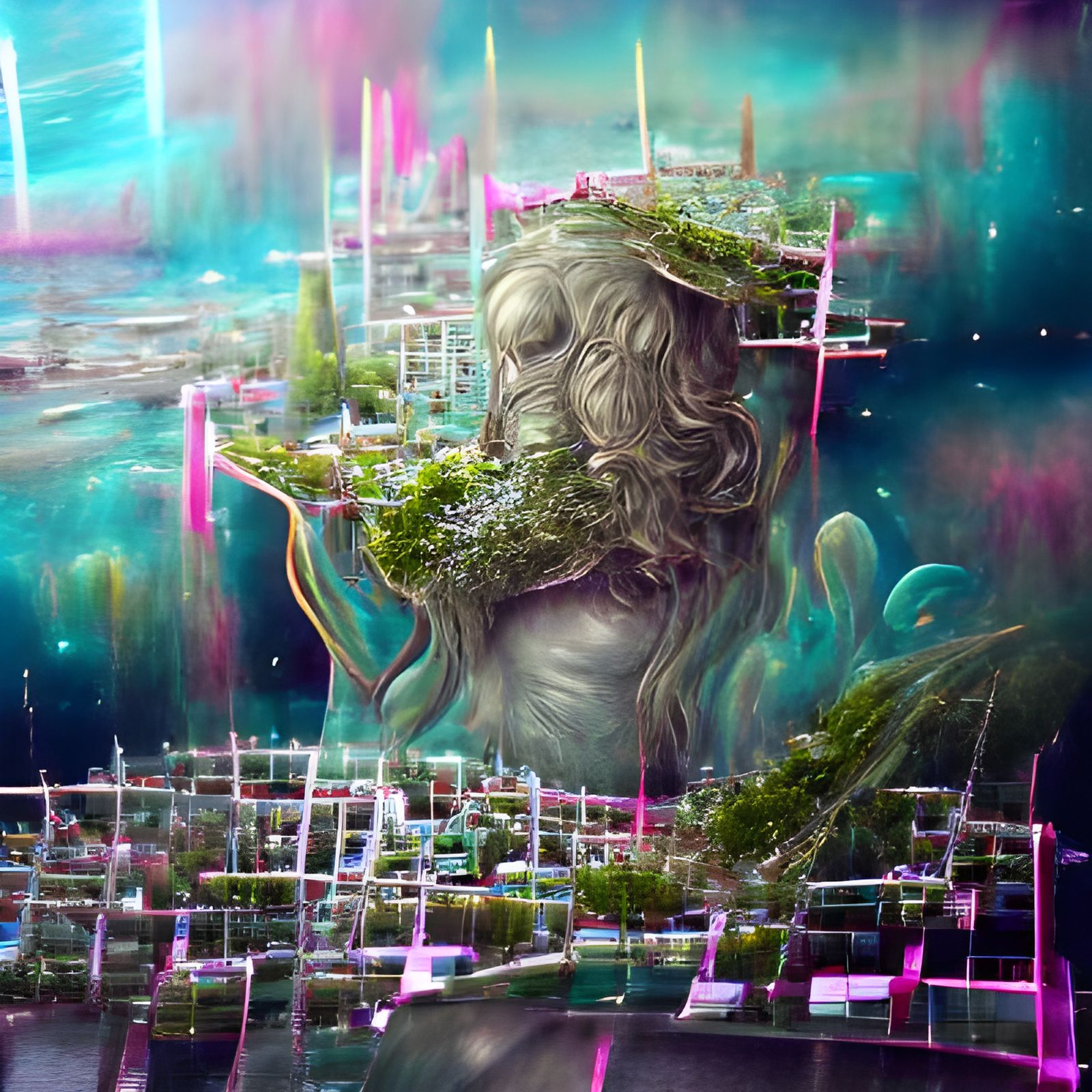 Overgrown City on Neptune in Astral Style
