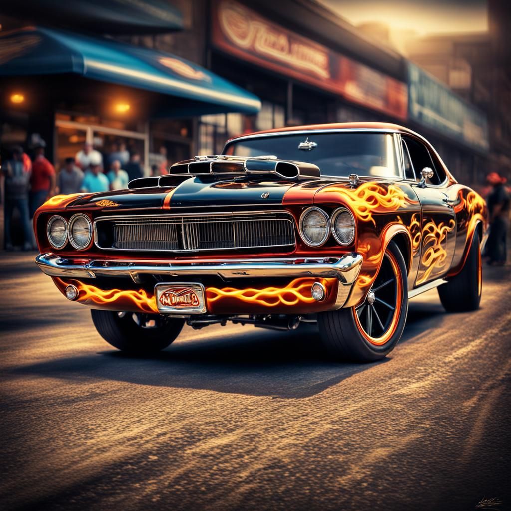 Hot Wheels Style Muscle Cars Burning Rubber