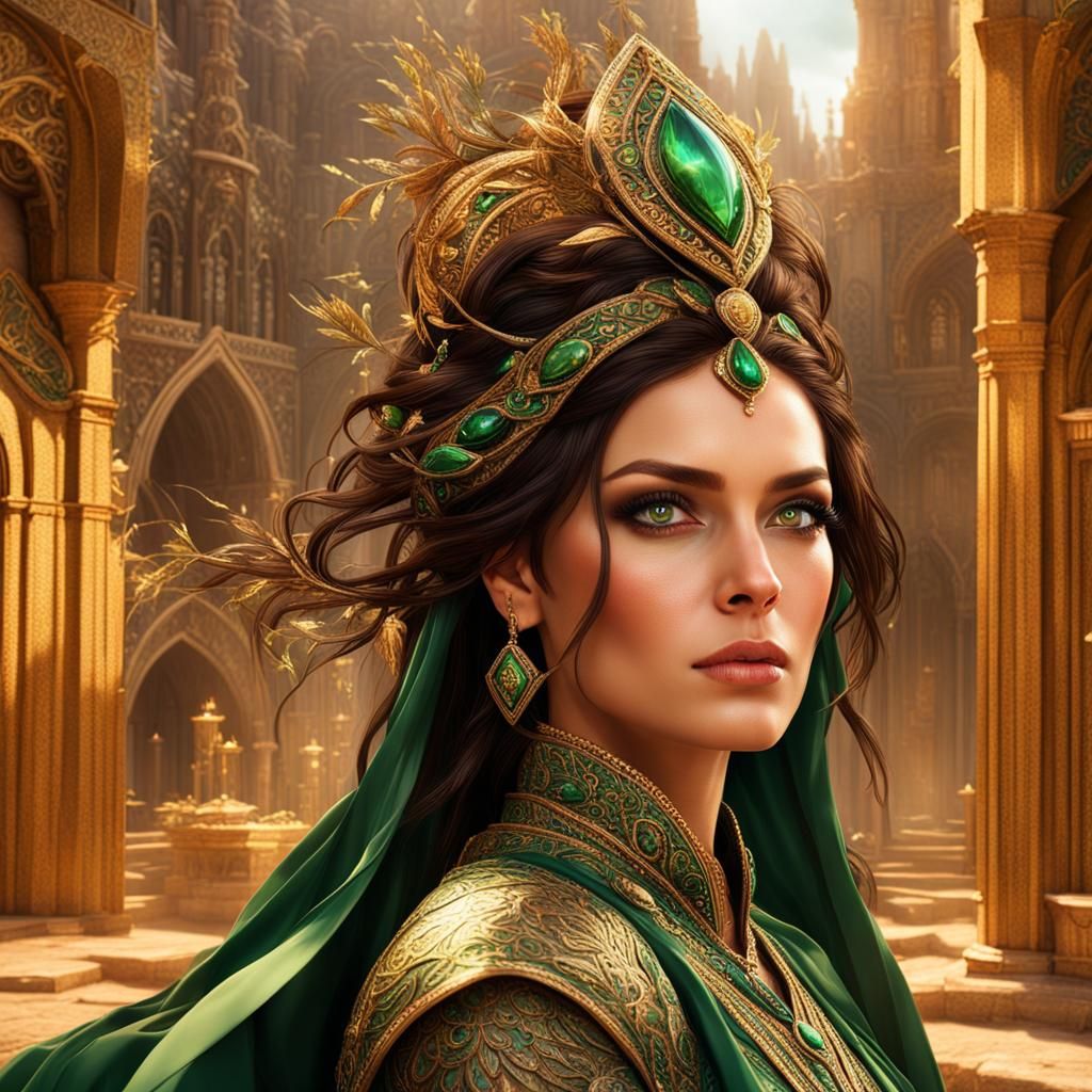 Beautiful Brunette with Green Eyes: Fantasy Concept Art