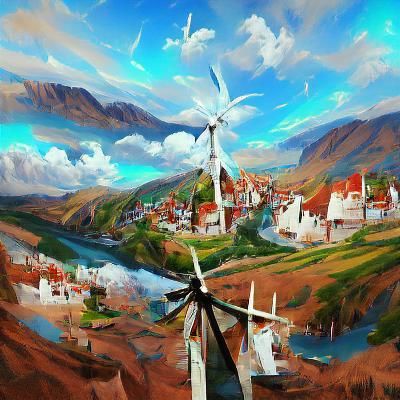 Picturesque Valley of Windmills Painting