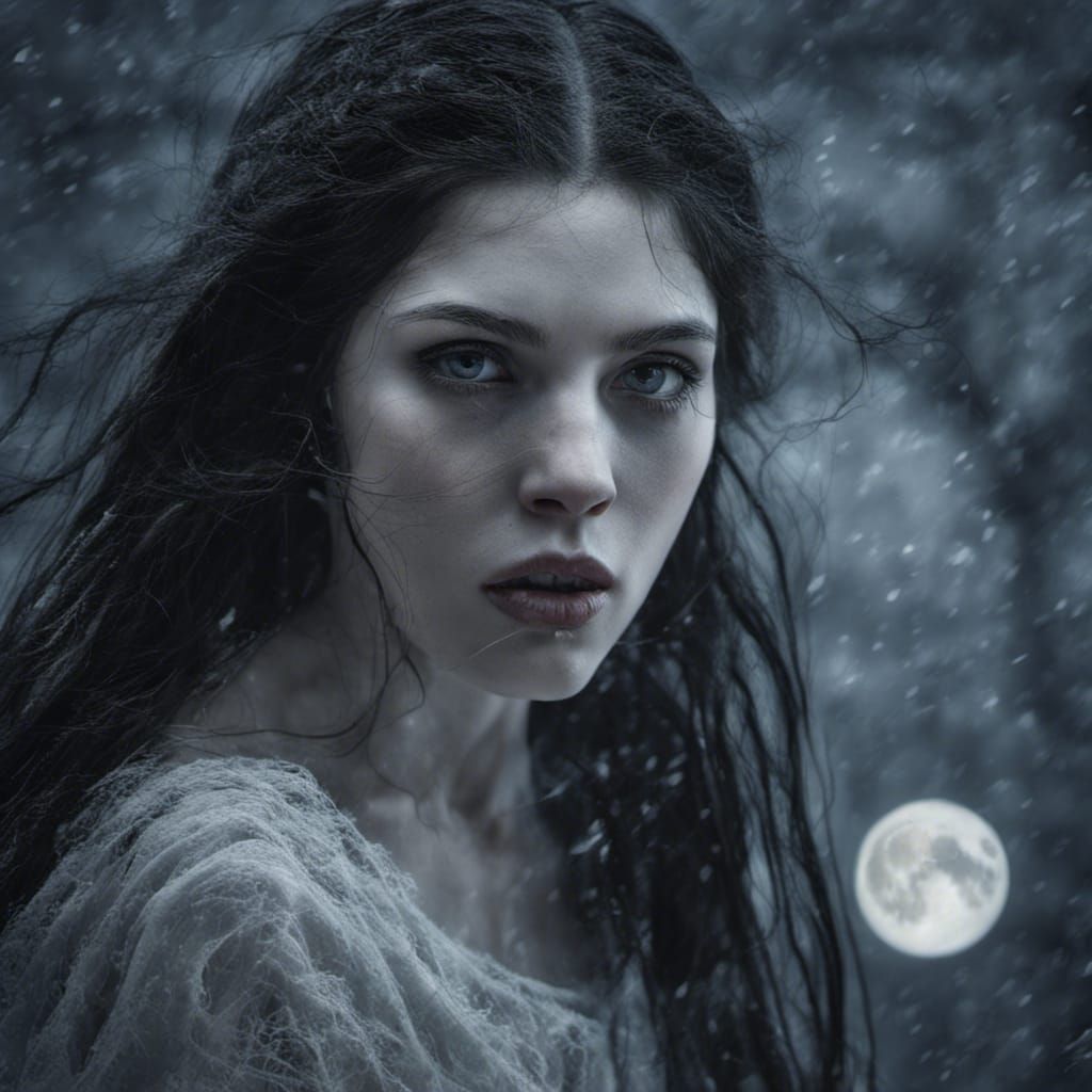Eerie Spirit Screaming Under the Moon, Hyperrealistic Portra...