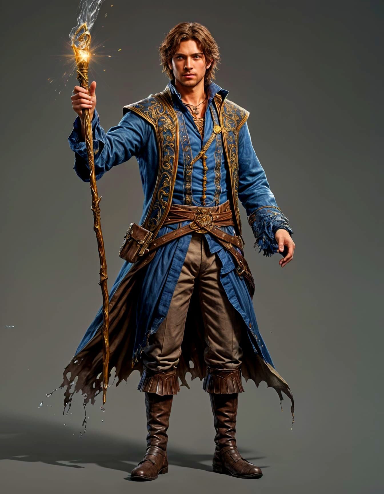 Arrogant Wizard Portrait in Watercolor Style