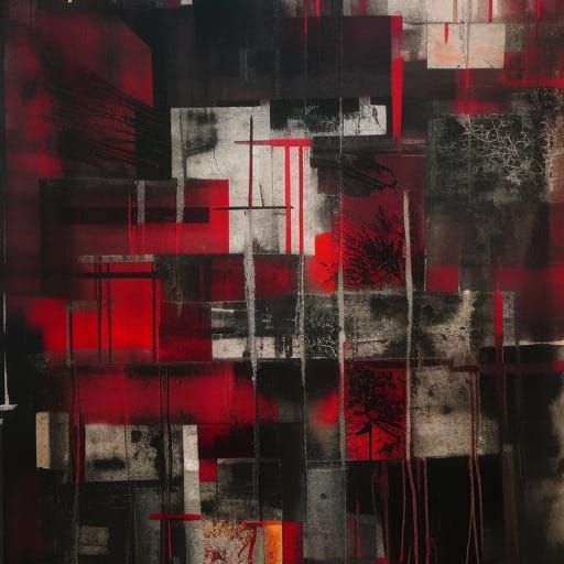 Horror Abstract Expressionism in Mixed Media