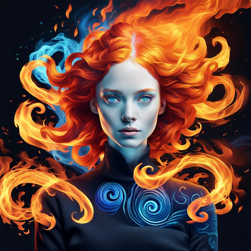 Fiery Woman Typography Design in HDR
