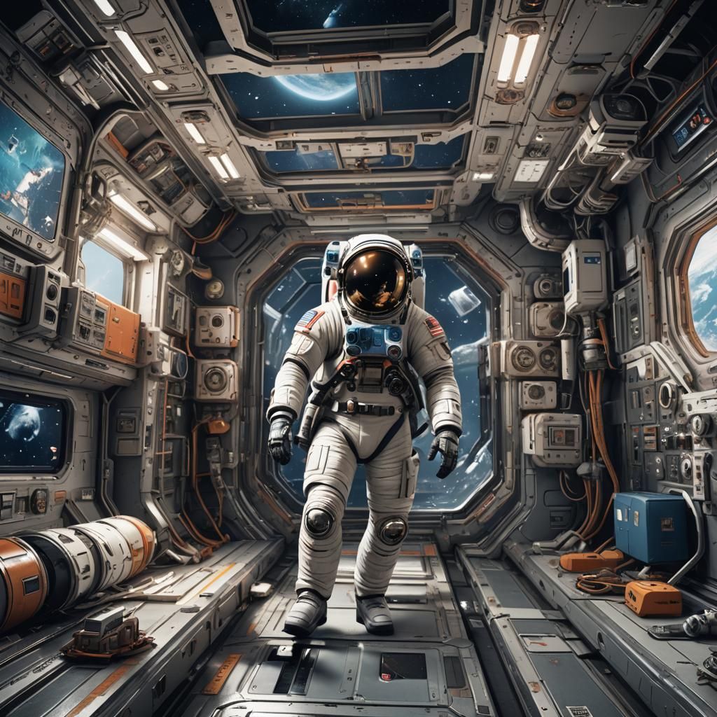 Spaceman Magazine Cover: Space Station Art