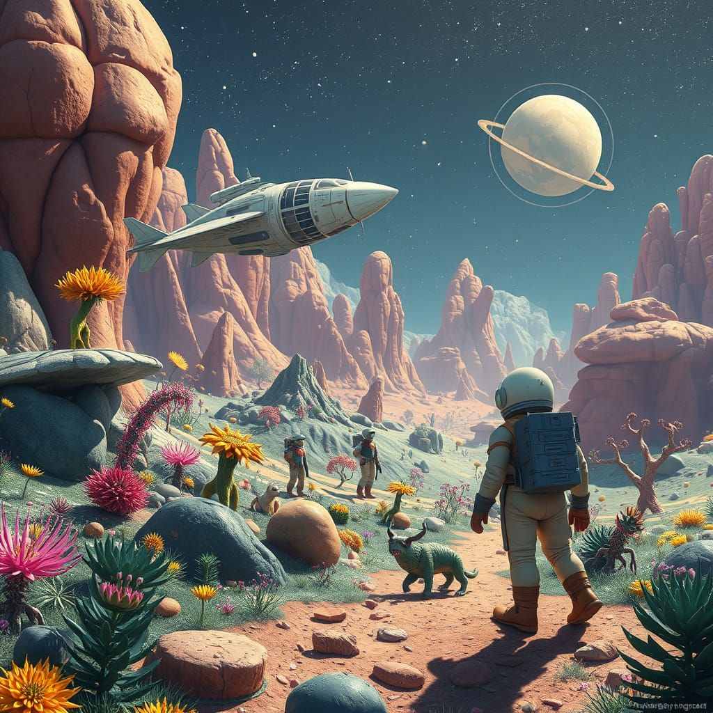 Retro-Futuristic Space Adventure in Soviet Animation Style