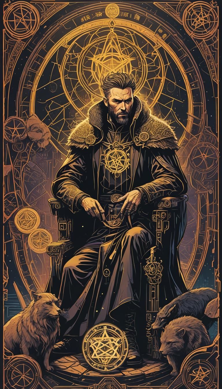 King of Pentacles: Cyberpunk Tarot Card