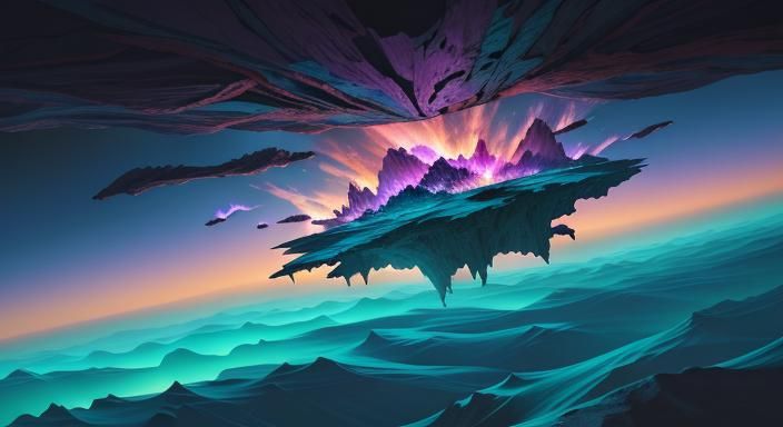 Alien Canyon Landscape with Rider: Photorealistic Illustrati...