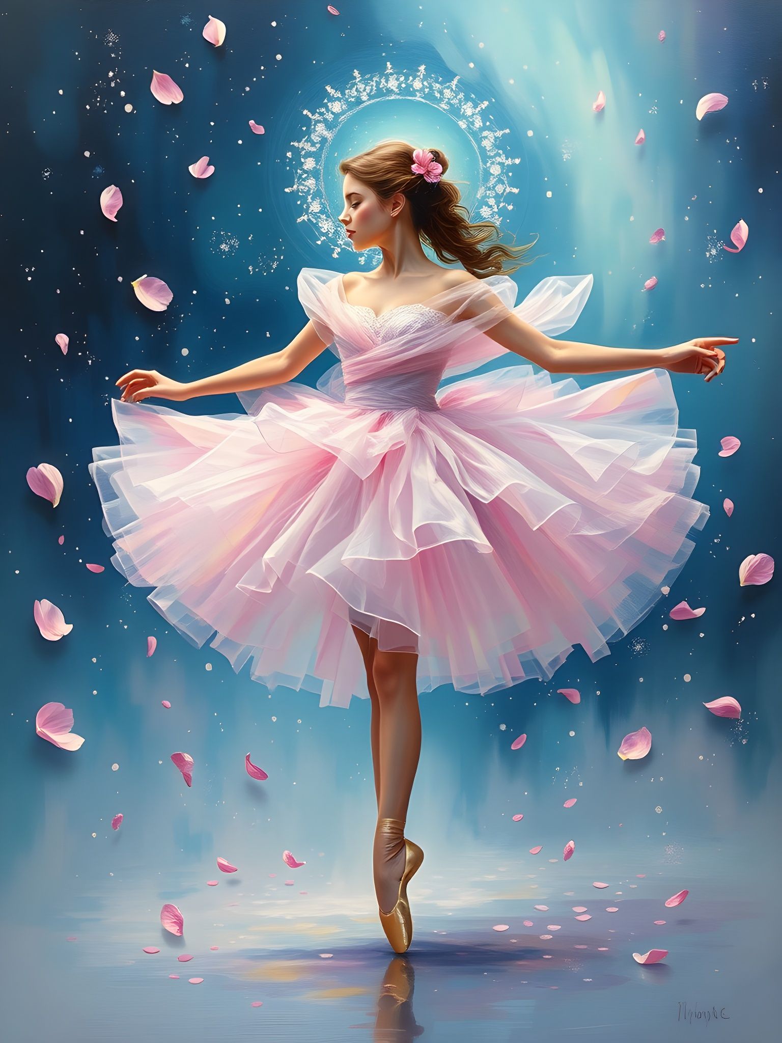 Ballerina in Tulle Gown Fantasy Artwork