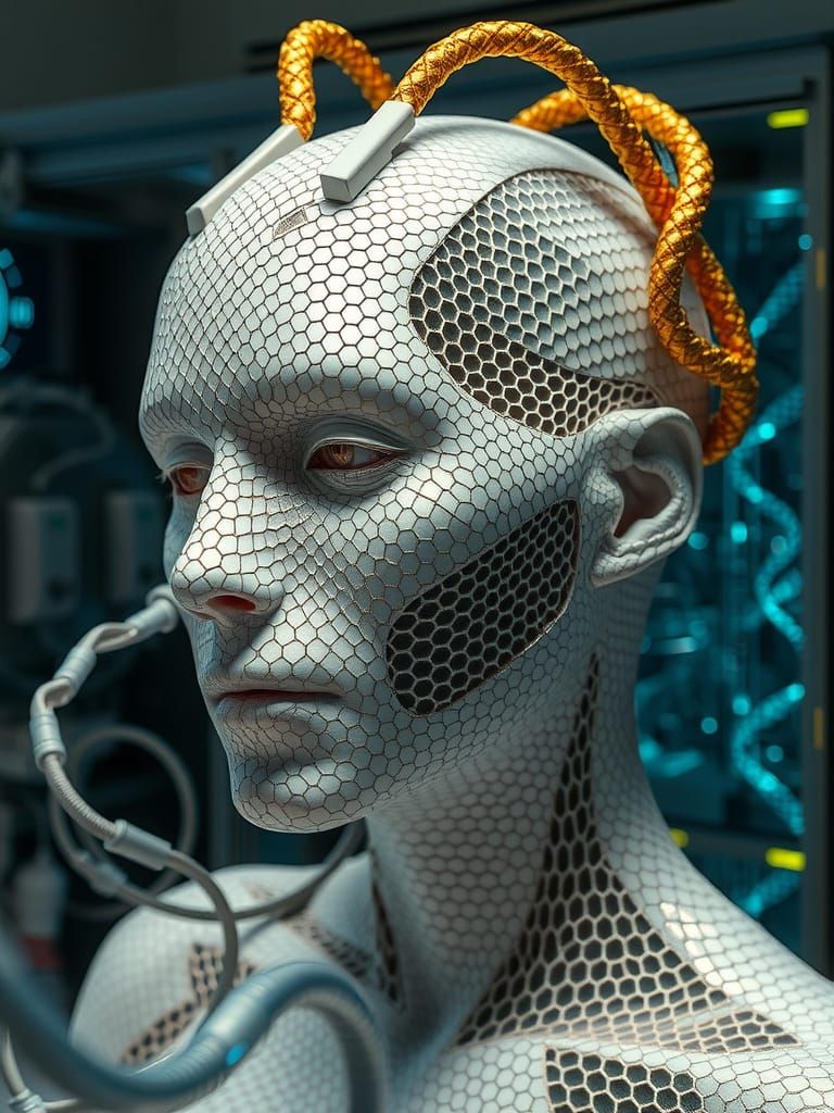 Trypophobia Skin with Golden DNA Wires