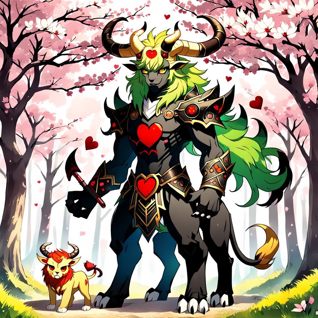 Golden Lion Fursona in Anime Style