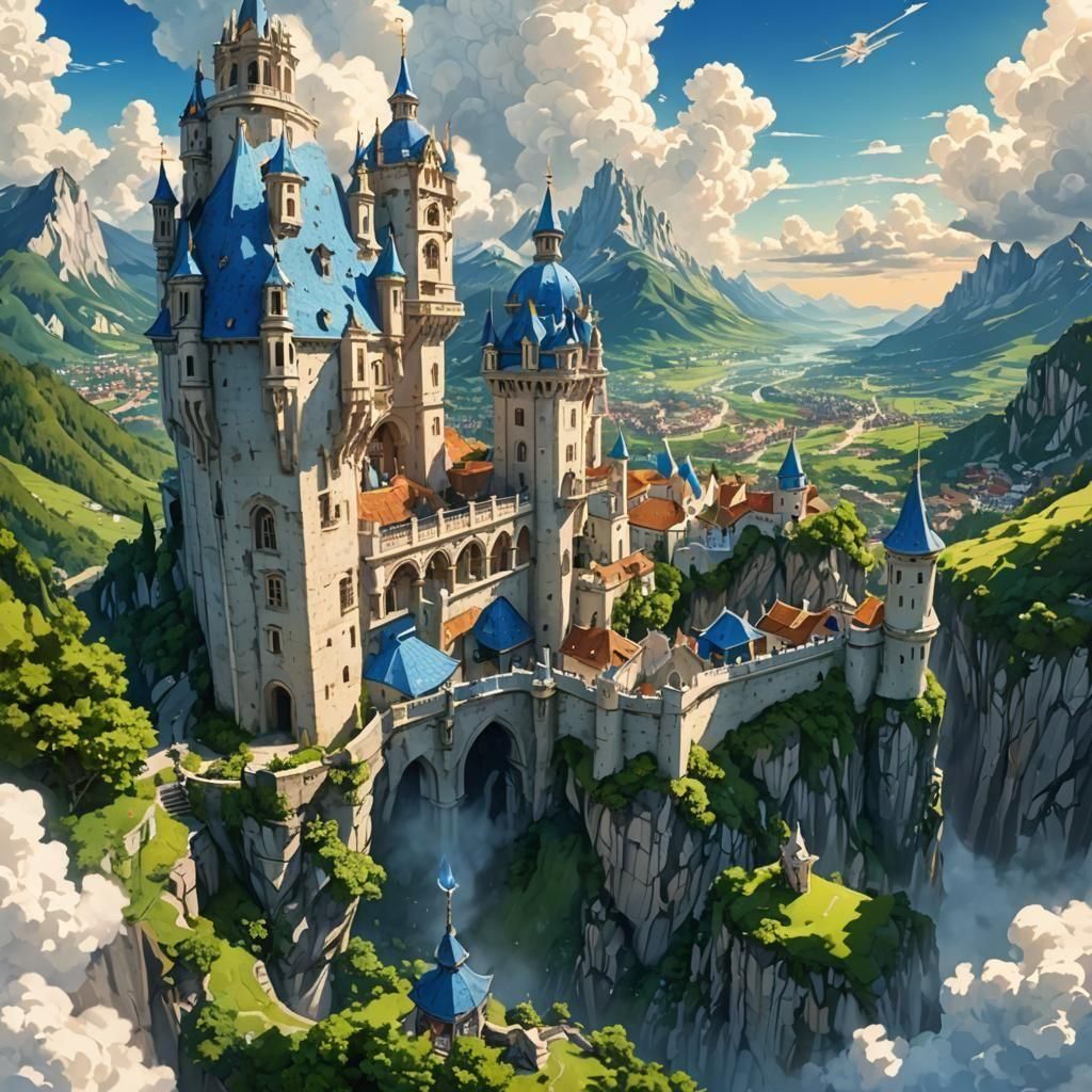 Fairy Baroque Castle in Sky: Anime Art