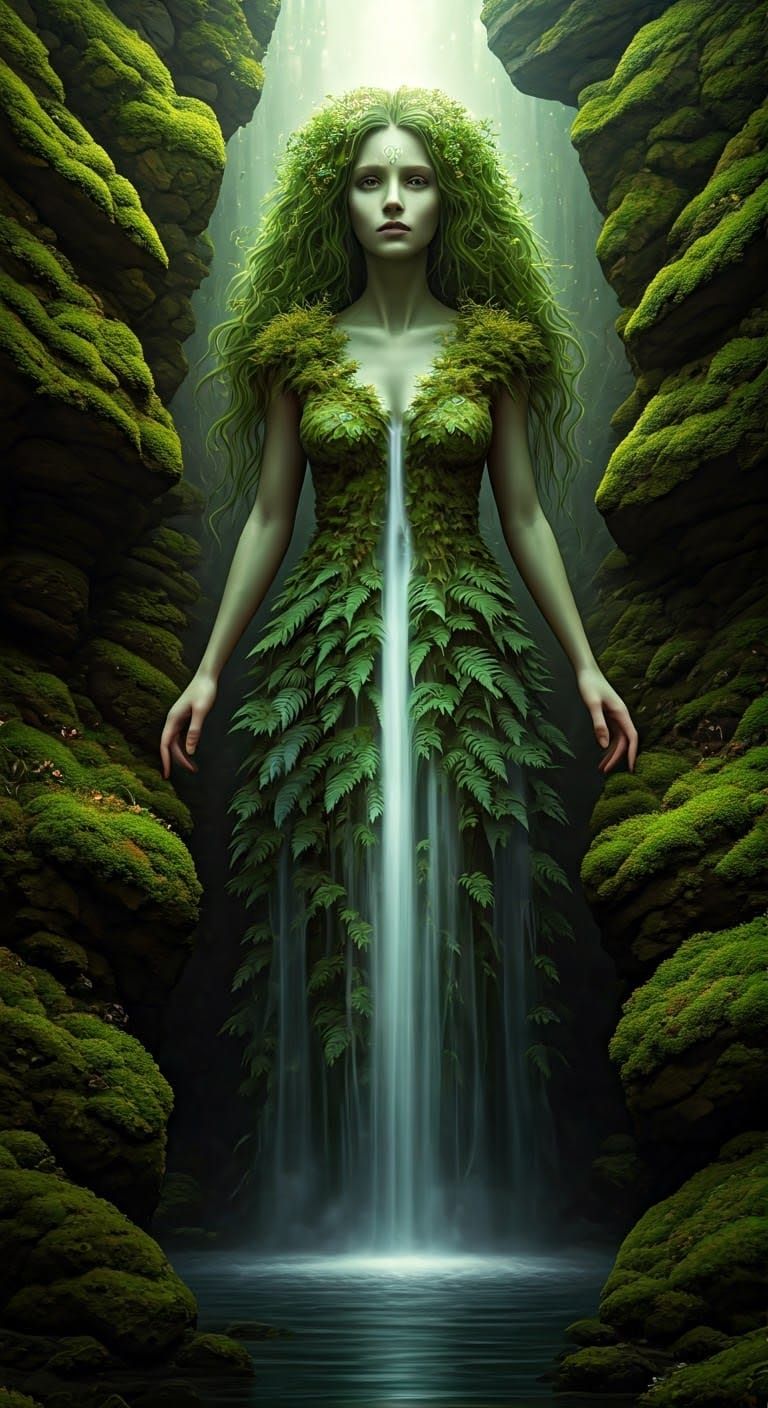 Moss-Haired Earth Elemental in Mystical Gown
