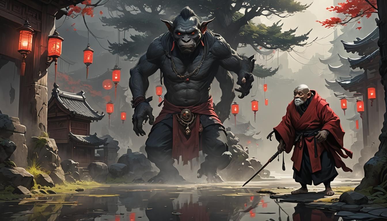 Red Hunchback Hunt: Hyperdetailed Digital Illustration