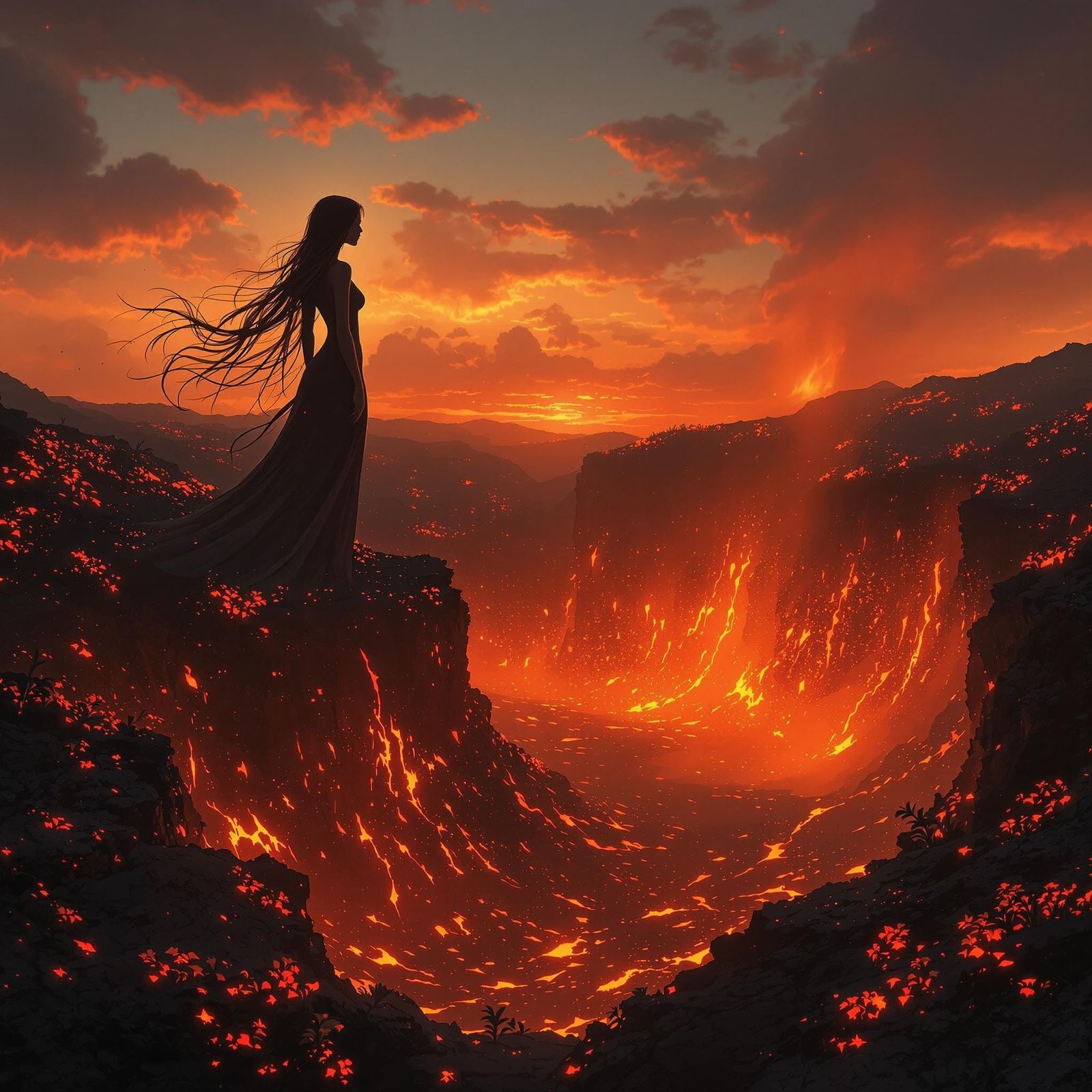 Fire Nymph Emerges from Volcanic Crater