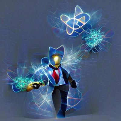 Futuristic Quantum Agent in Cyberpunk Style