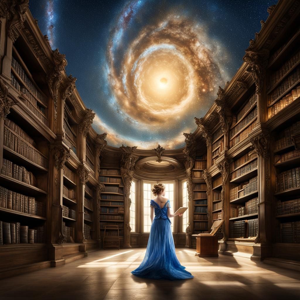Celestial Library with Blue-Winged Fairy: HDR