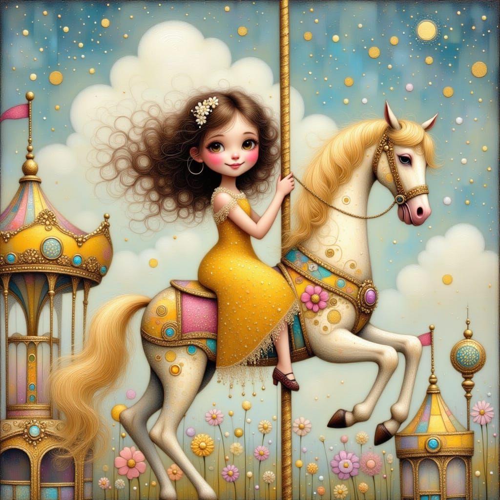 Ethereal Carousel Dream in Whimsical Style