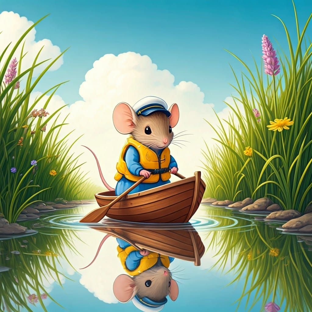 Whimsical Sailor Mouse in a Delightful Water Scene