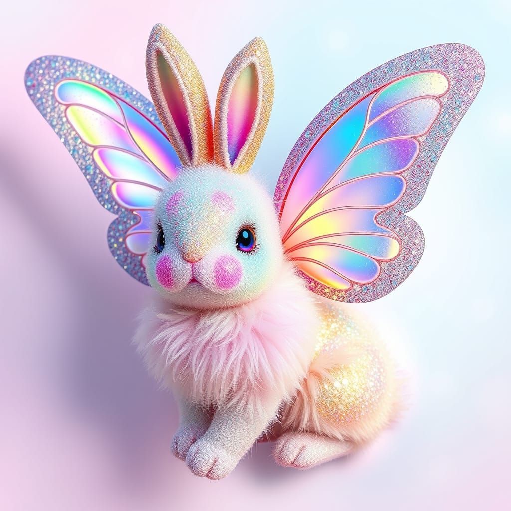 Whimsical Rainbow Rabbit Butterfly