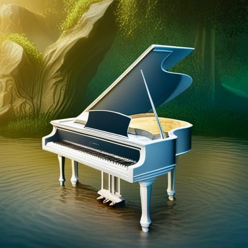 Underwater Piano in Detailed Digital Painting
