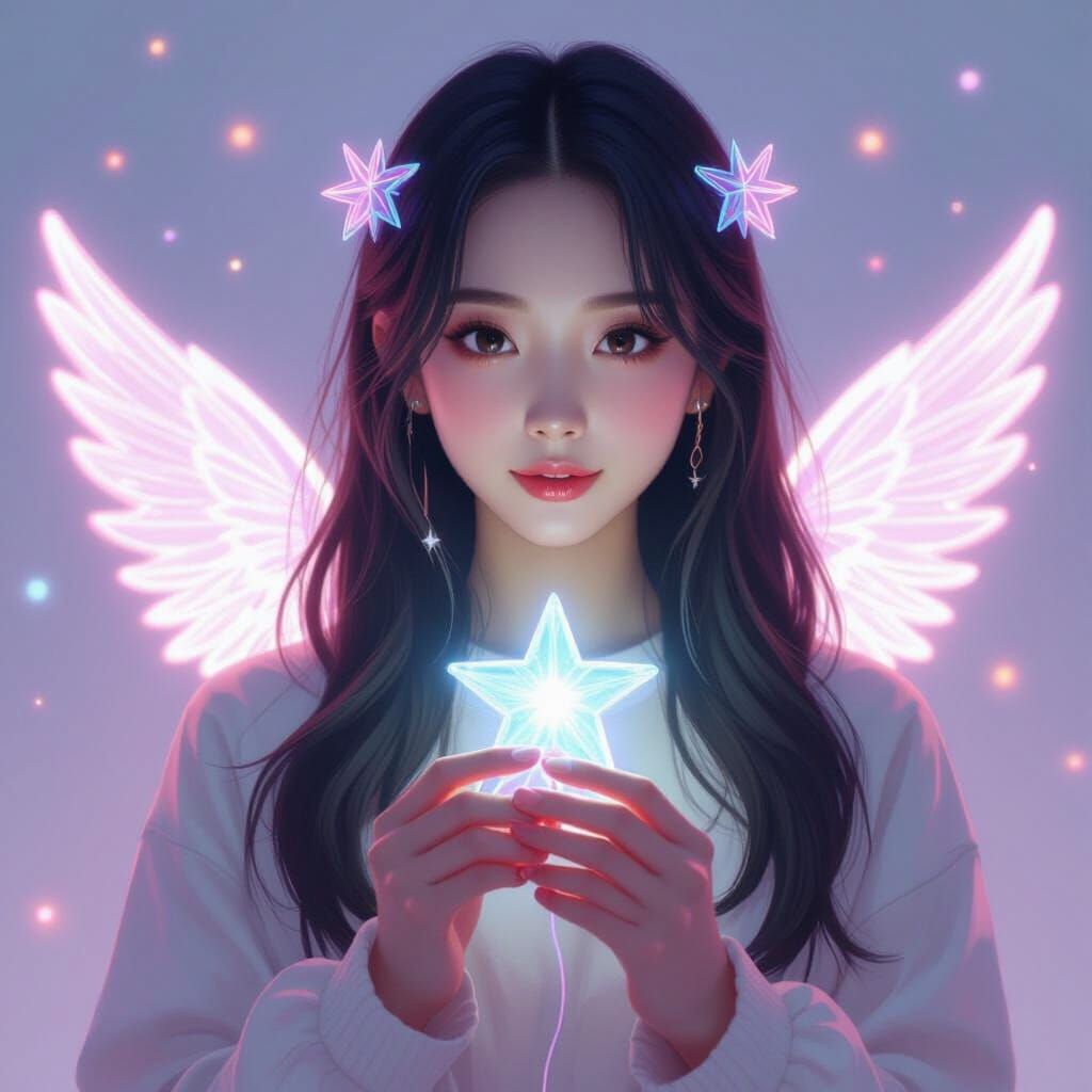 Jo Yuri with Angel Wings Lightstick in Neon Style