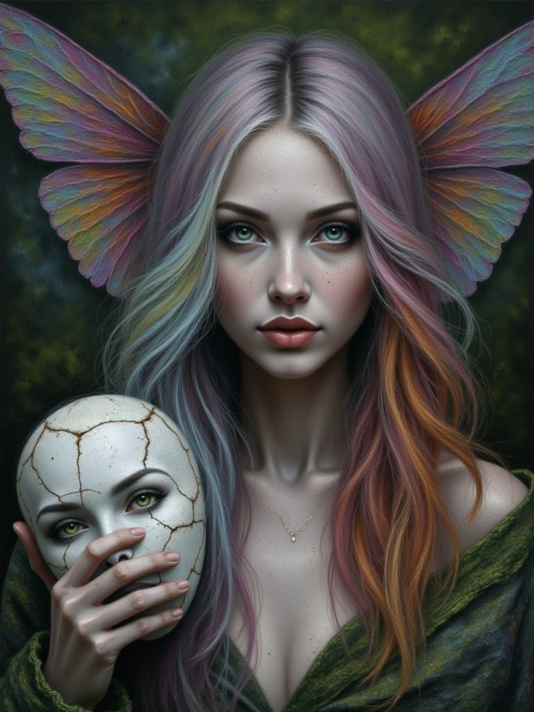 Surreal Woman with Cosmic Hair and Cracked Earth