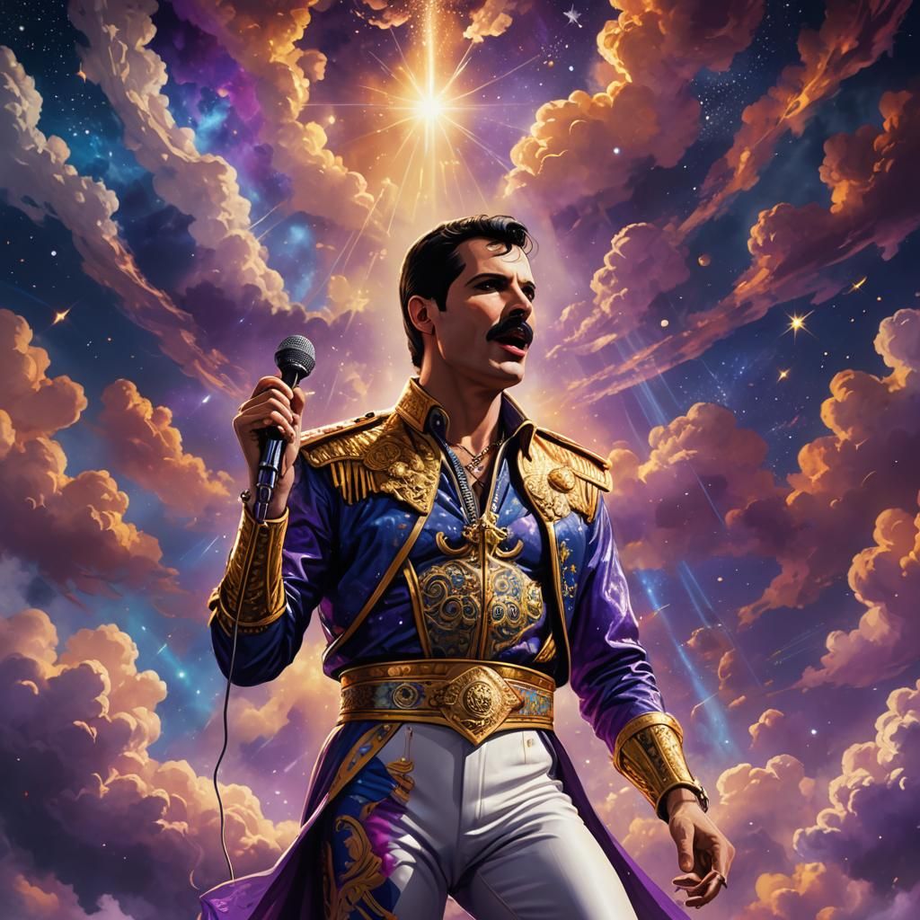 Freddie Mercury Fantasy Art in Art Nouveau Style