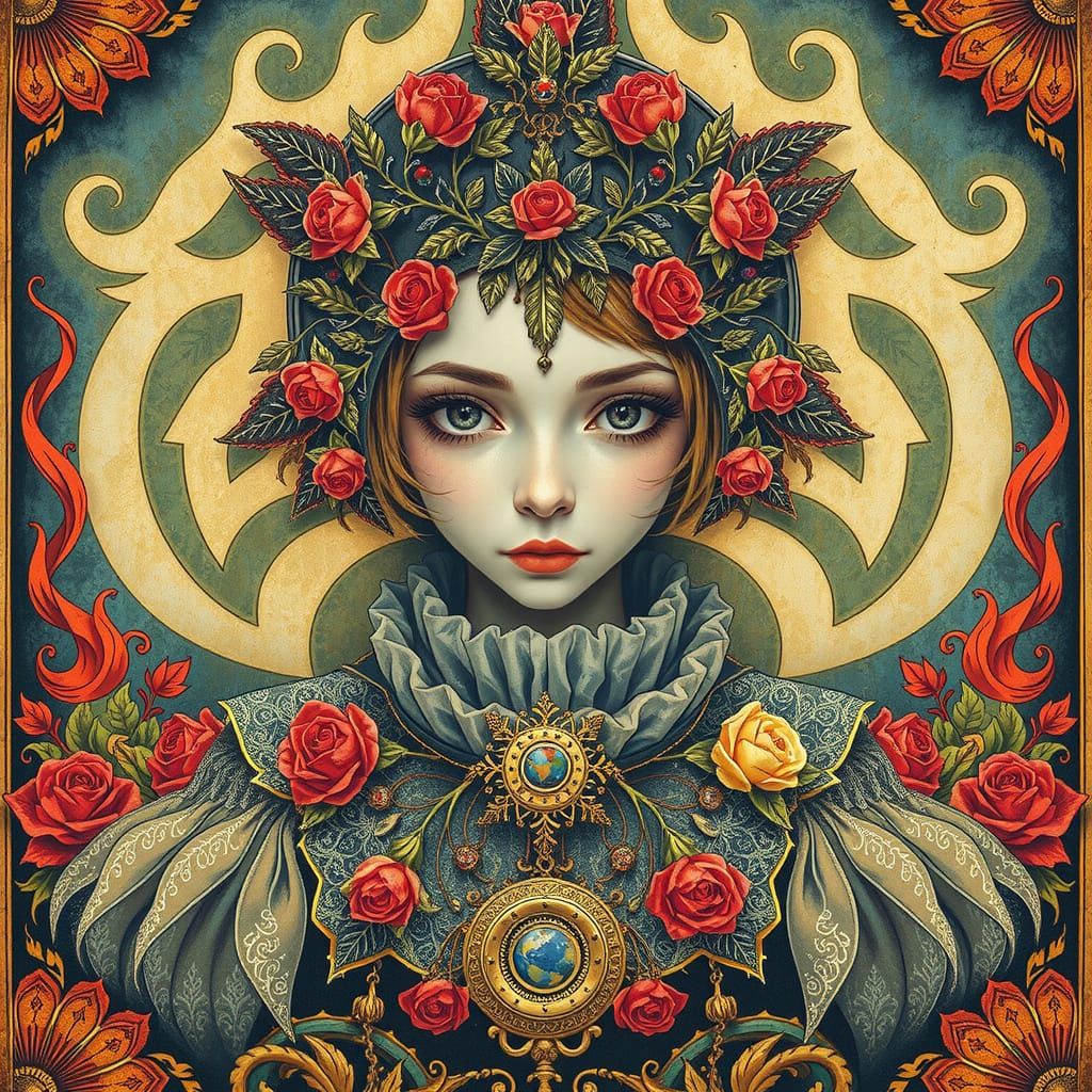 Serene Woman in Contemplation, Dark Elegance