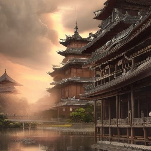 Epic Shogun Castle: Dramatic Digital Matte Painting