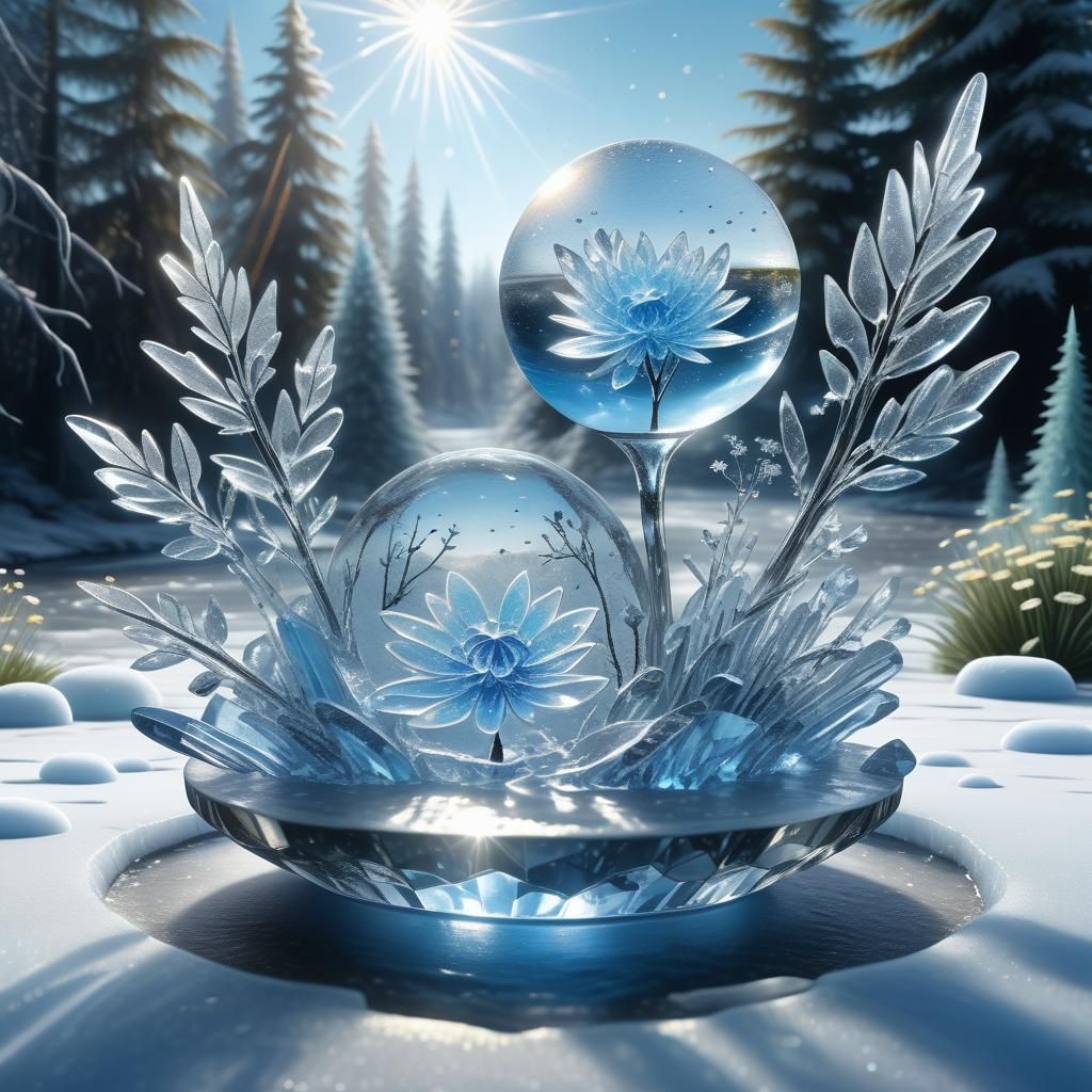 Mystical Fairy Casts a Spell in Icy River Scape