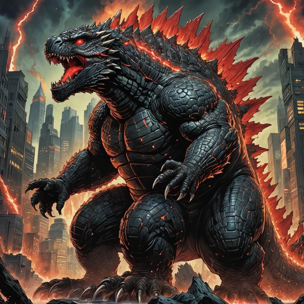 Athletic Godzilla with Red Glowing Dorsal Plates
