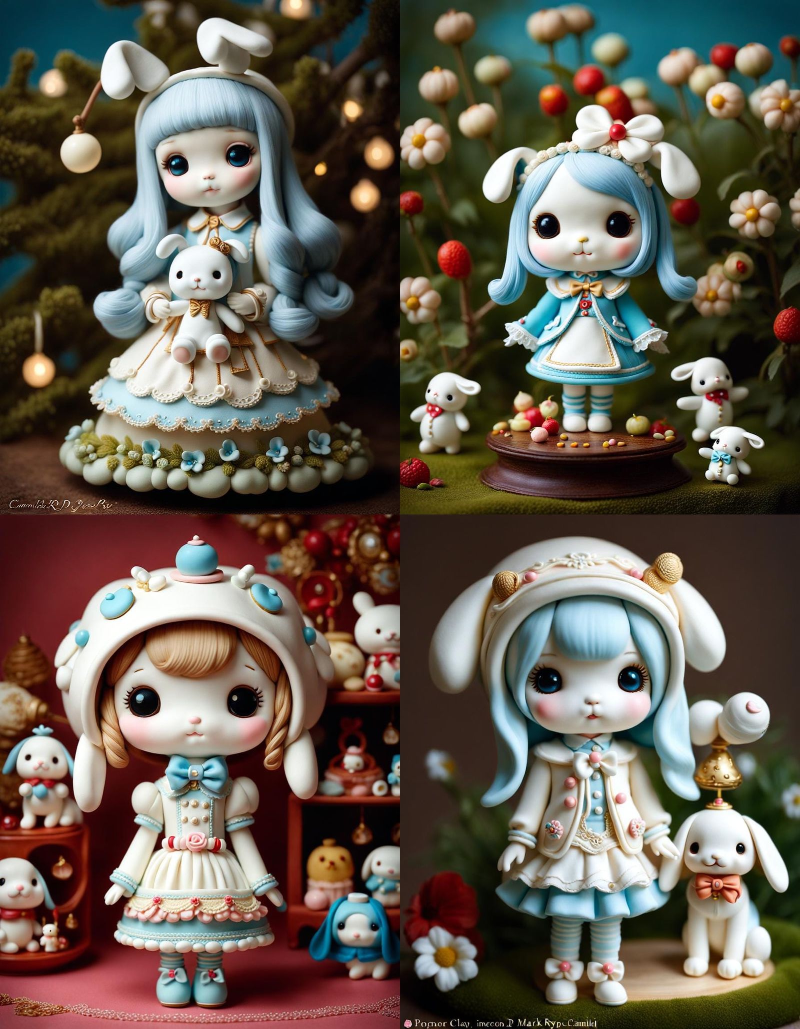 Girl in Cinnamoroll Costume: Polymer Clay Sculpture