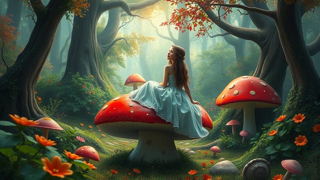 Whimsical Forest Goddess in Oil-Painted Digital Art